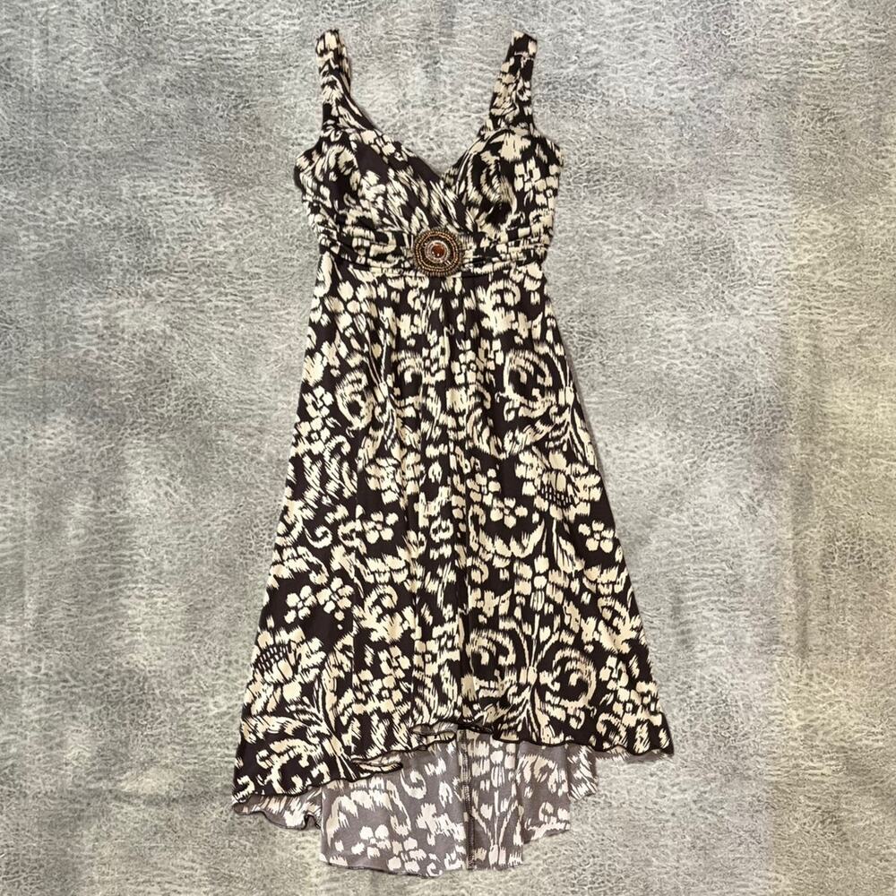 Vintage Brown Embellished Hi-Low Dress